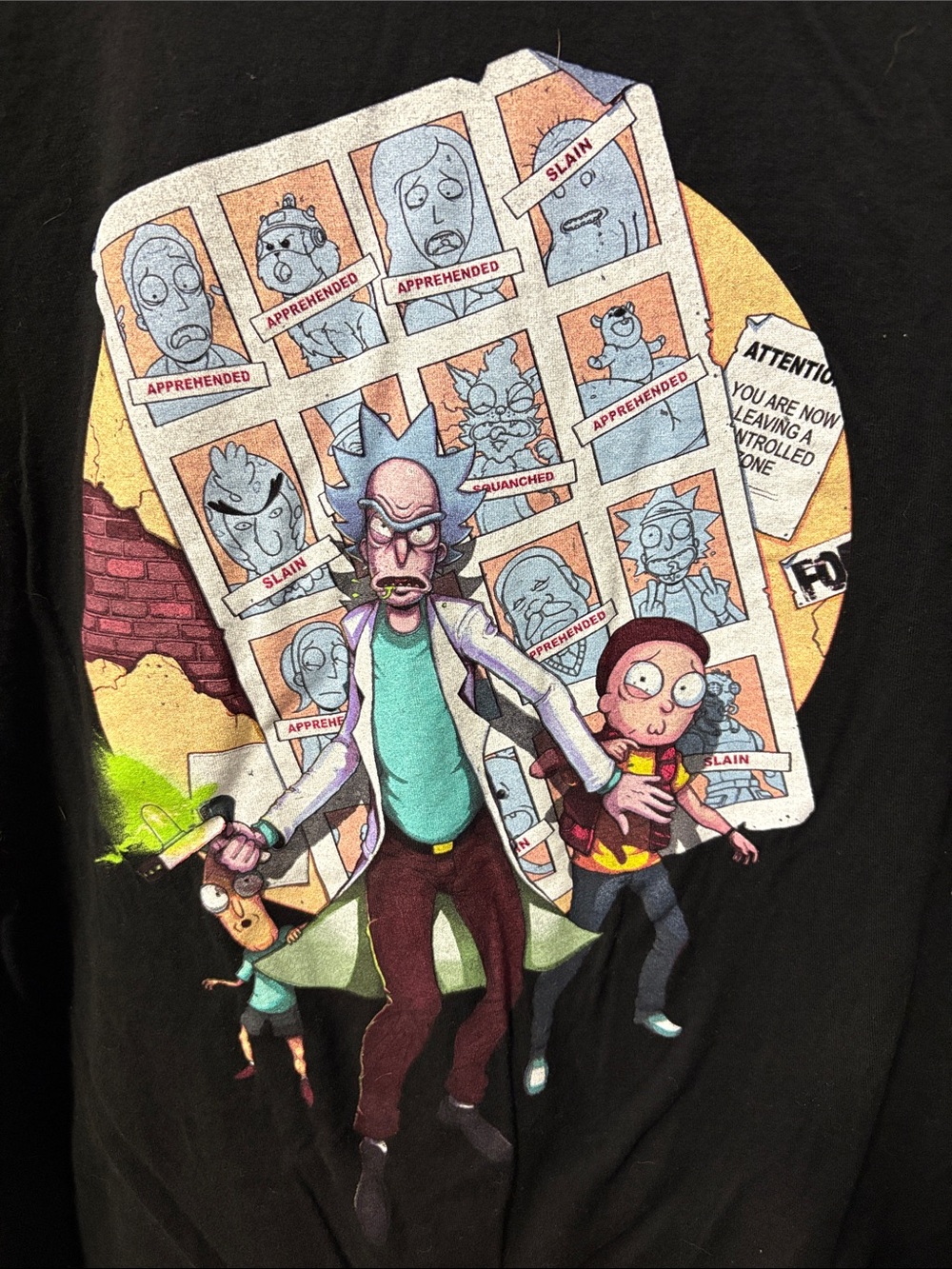 Rick and Morty Graphic Short Sleeve T-Shirt - Black Large